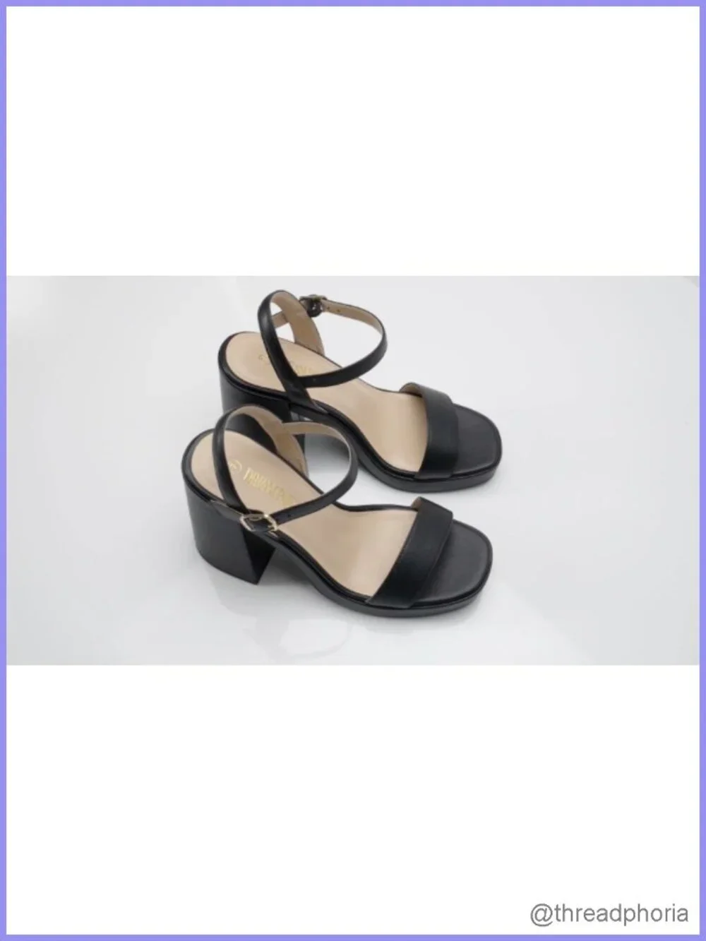 Women's Block Heel Platform Sandals Faux Leather Ankle Strap Open Toe